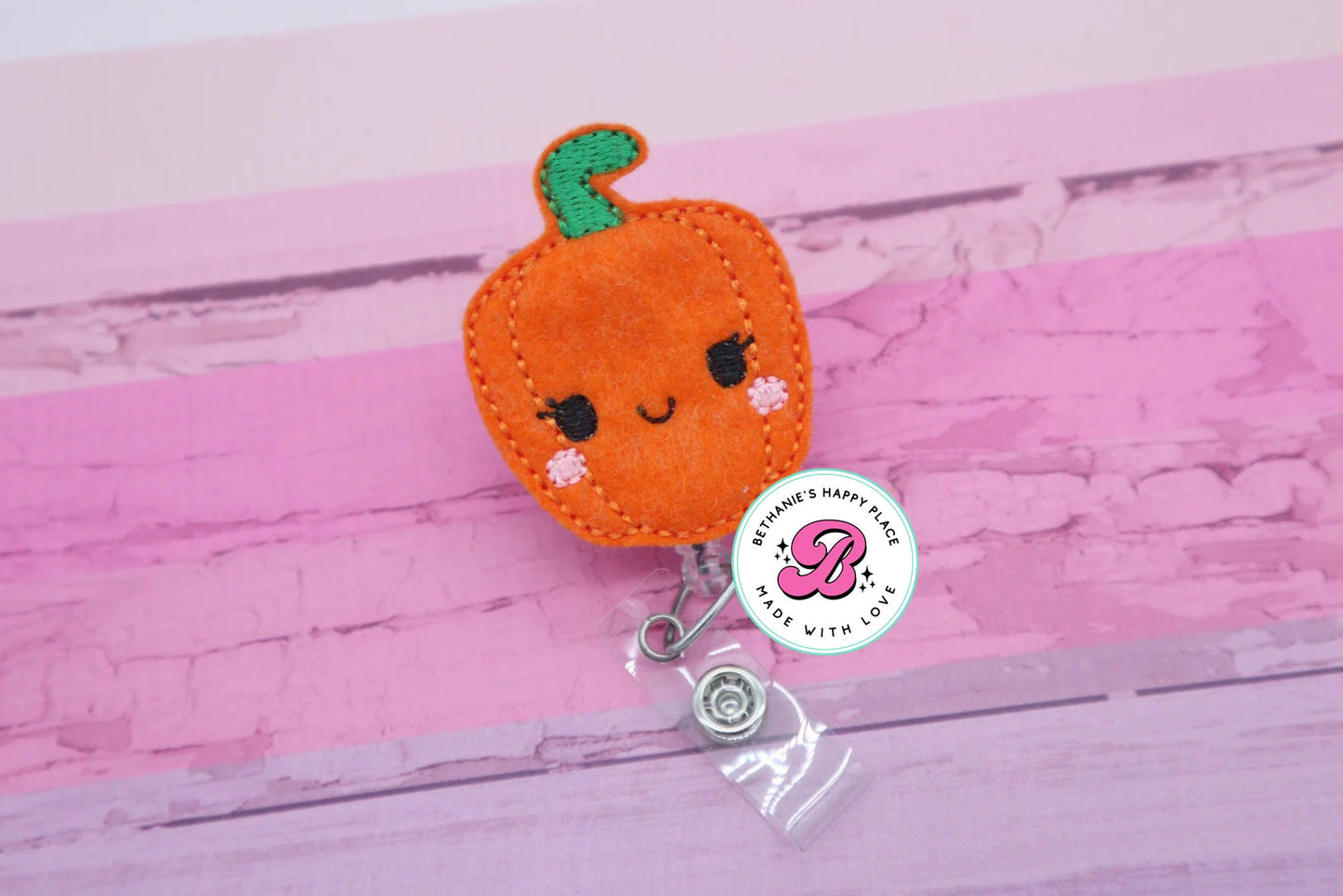 Orange bell pepper badge reel - pepper badge reel - food badge clip - vegetable badge reel - dietician - nutritionist - medical ID badge