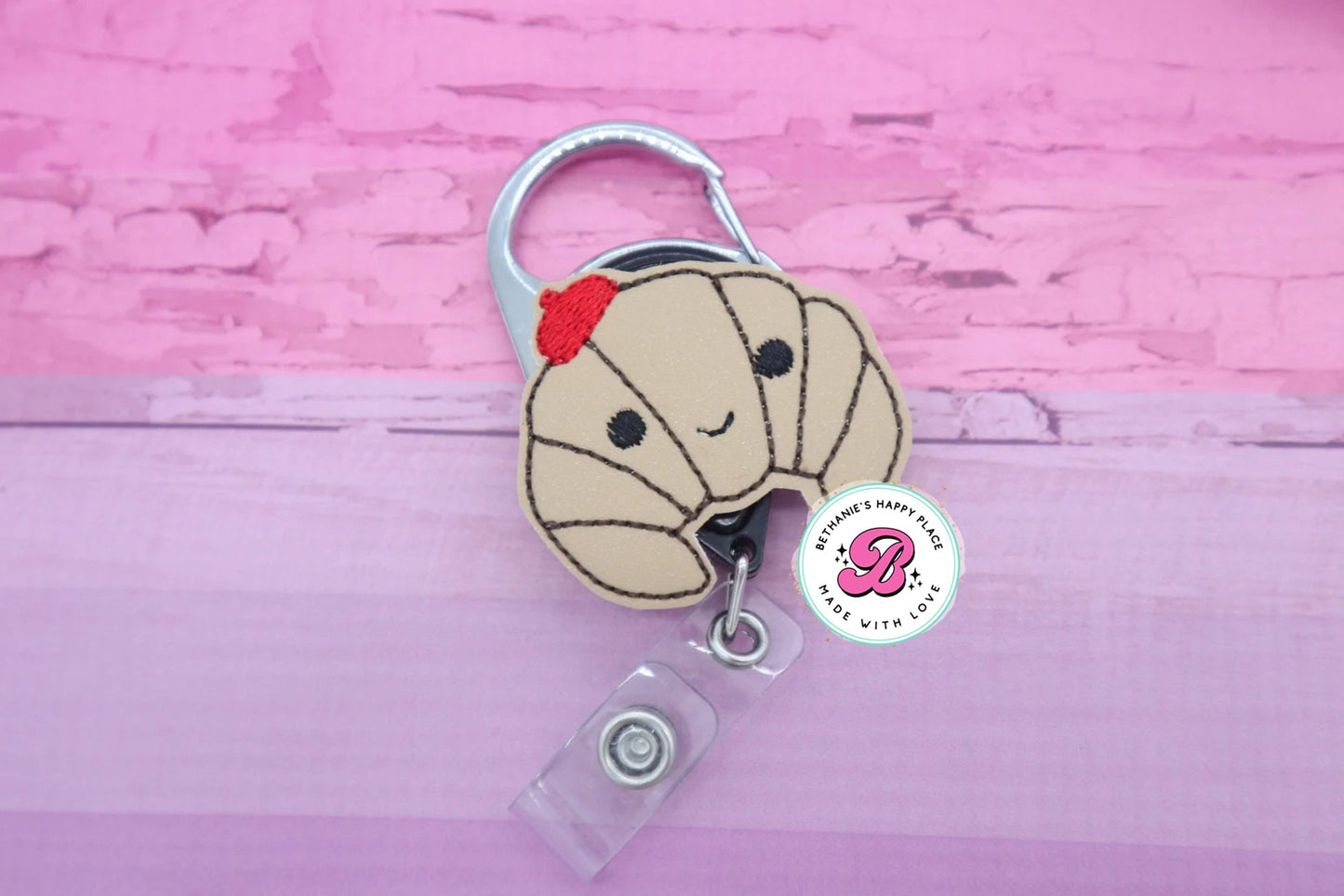 Croissant badge reel - french badge reel - cute badge reel - food badge clip - badge holder - retractable - lanyard