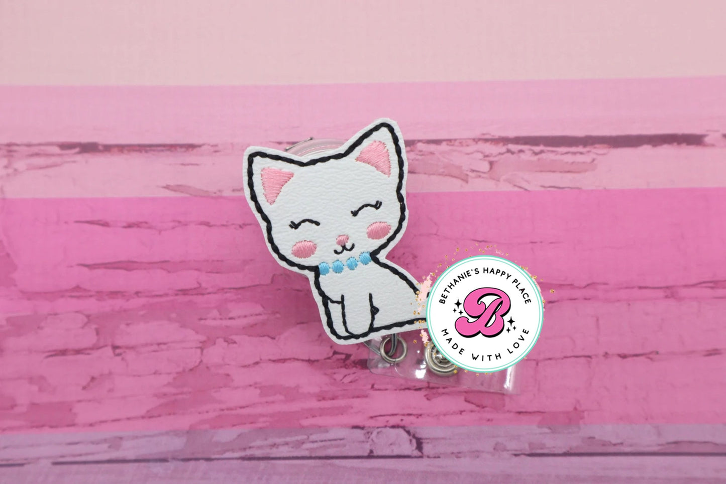 Kitten badge reel - cat badge clip - cute badge reel - cat badge holder - badge pull - medical ID badge - retractable - cat gifts - nurse