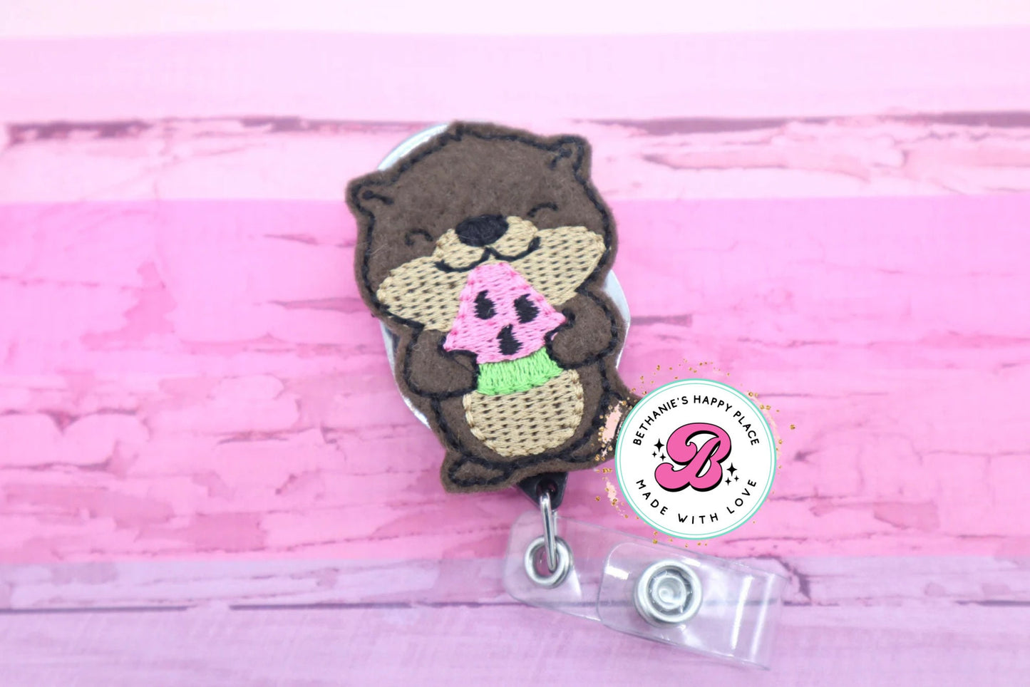 Otter badge reel - cute badge reel - badge reel cute - badge reel medical - nurse badge holder - teacher badge reel - otter with watermelon