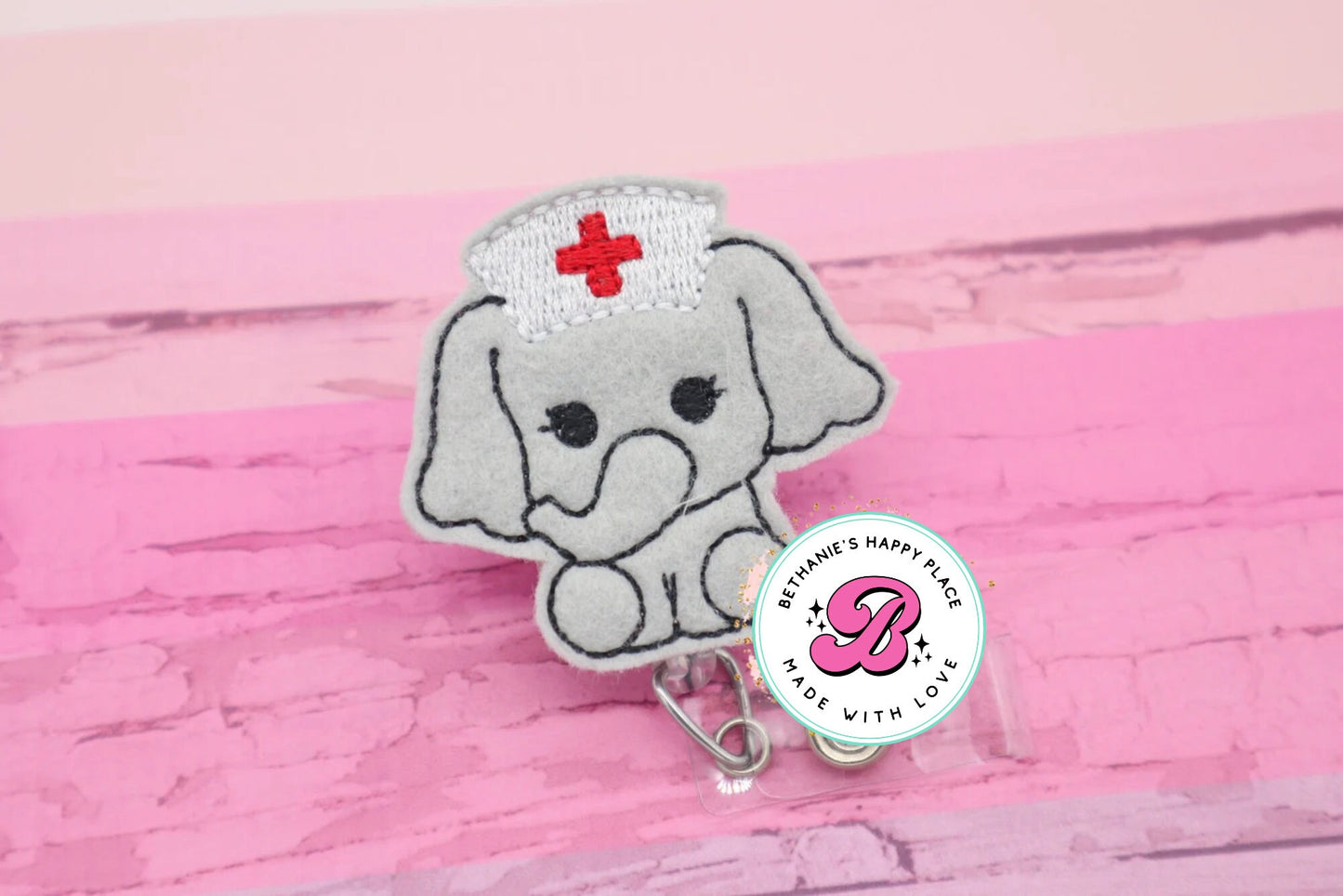 Elephant nurse badge reel - badge reel nurse - badge holder nurse - cute badge reel - elephant badge clip - retractable - lanyard