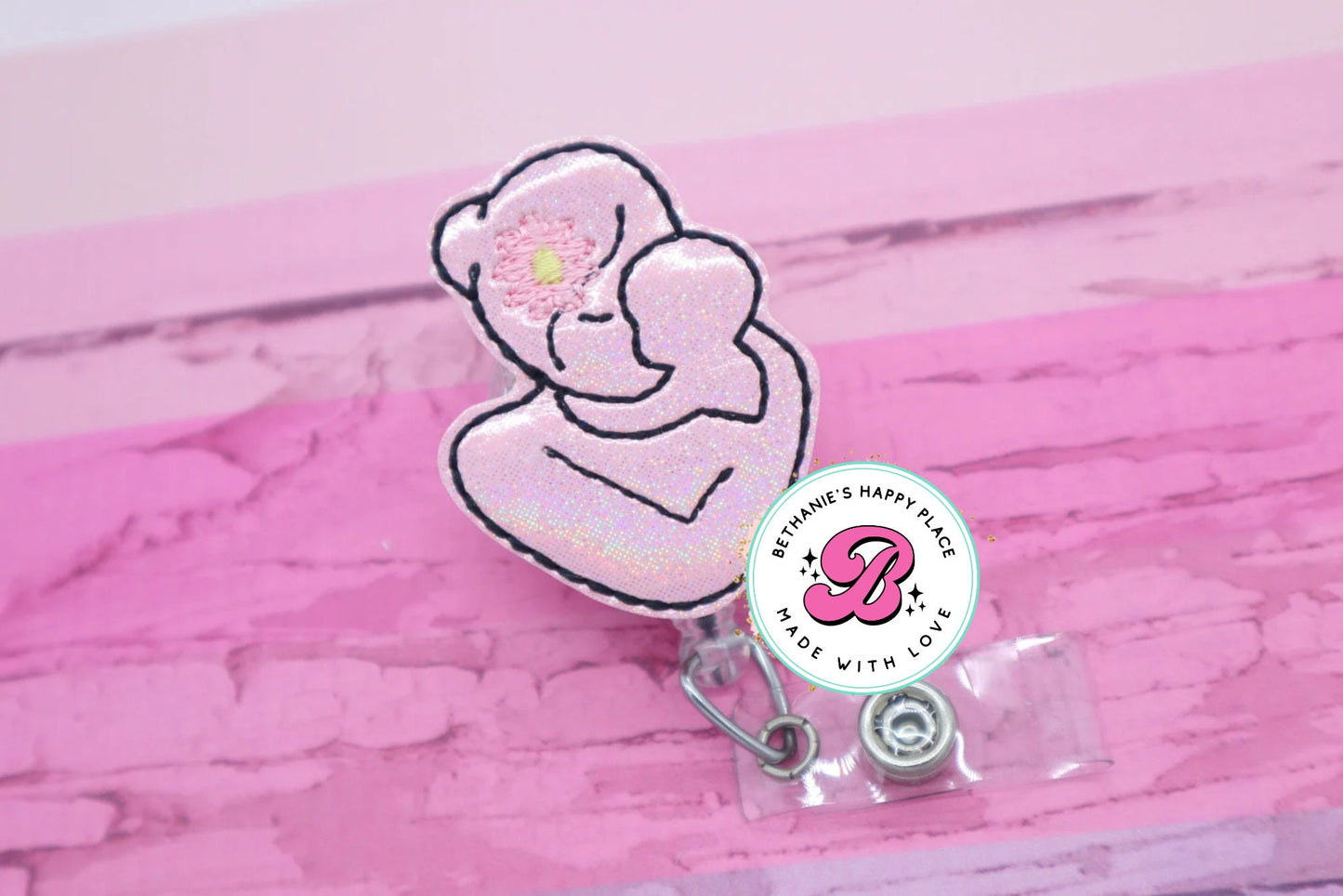 Mother baby badge reel, badge reel nurse, delivery nurse badge reel, badge holder nurse, badge clip, badge reel medical, retractable