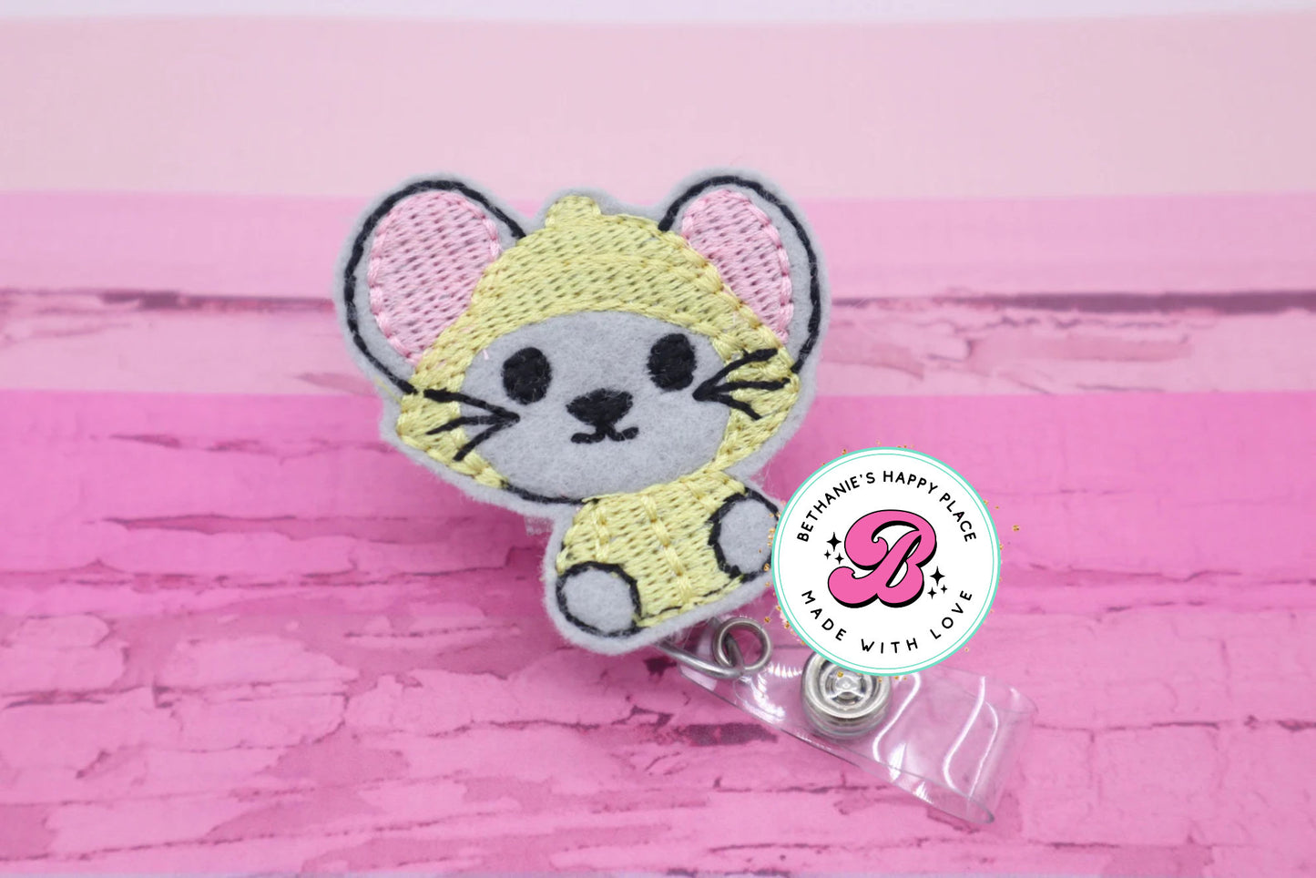 Mouse badge reel - badge reel cute - badge reel nurse - retractable lanyard - cute nurse badge reel - mouse in raincoat - badge holder