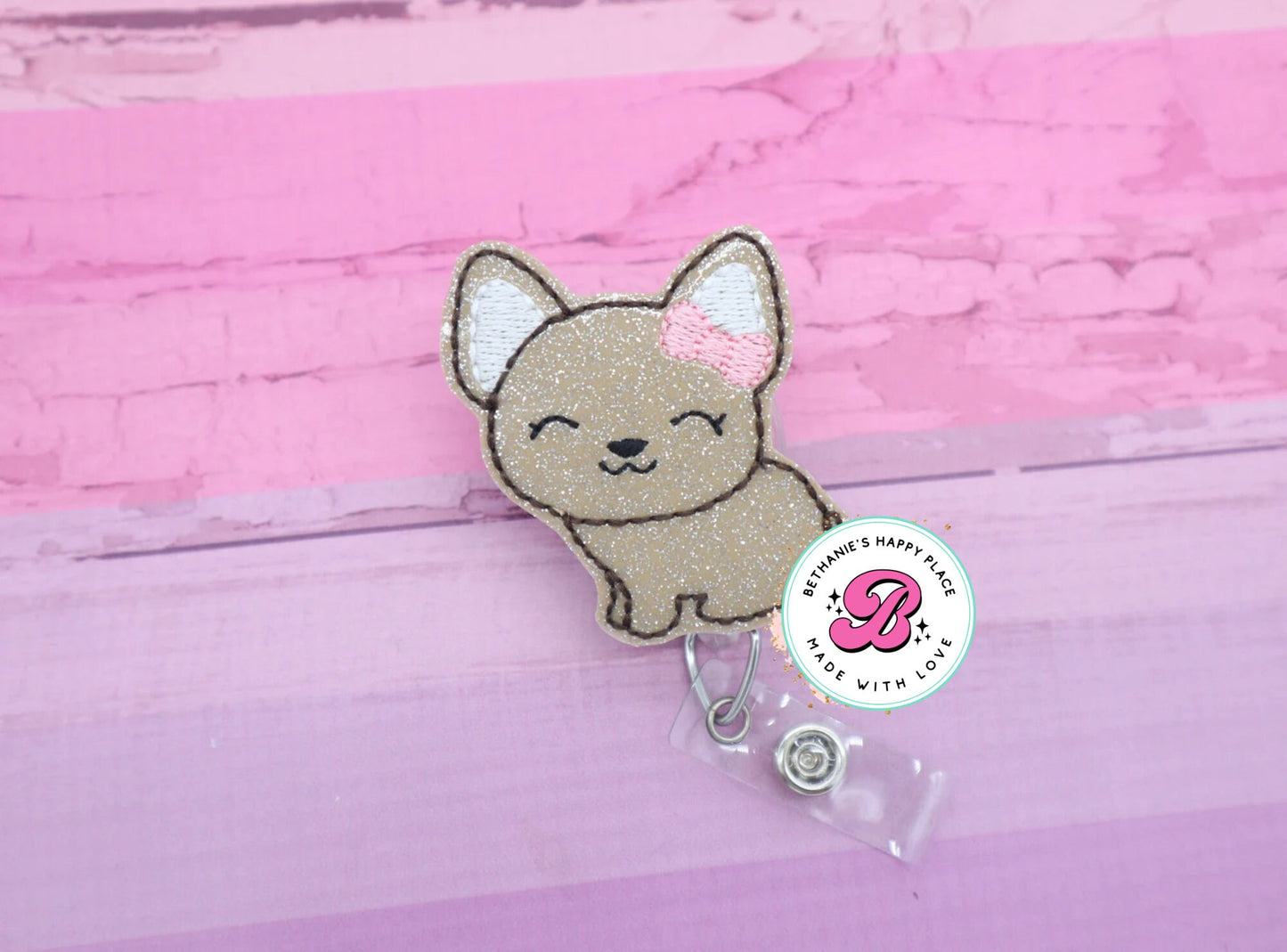 Cute puppy badge reel - dog badge reel - chihuahua - chihuahua badge holder - badge reel cute - badge clip - veterinarian badge reel