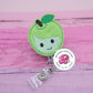 Green apple badge reel - apple - teacher badge reel - fruit badge reel - cute badge clip - retractable ID holder - badge pull