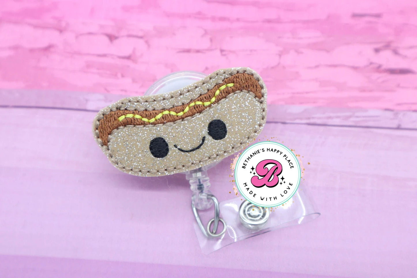 Hot dog badge reel - retractable ID Badge Holder - Badge Holder - Lanyard - food badge reel - teacher badge reel - badge pull