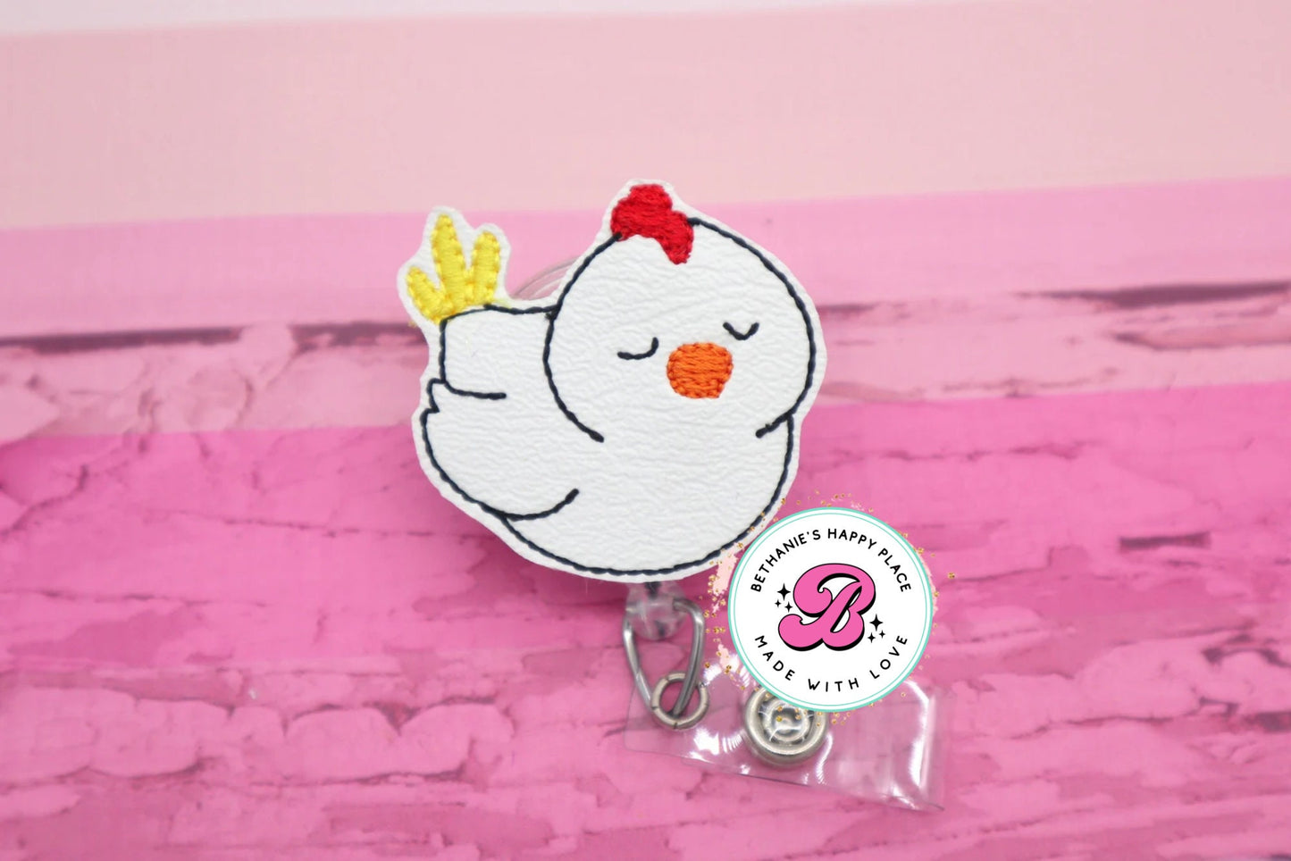 Hen badge reel - Retractable ID Badge Holder - Badge Holder - Lanyard - hen gifts - teacher badge reel - badge pull