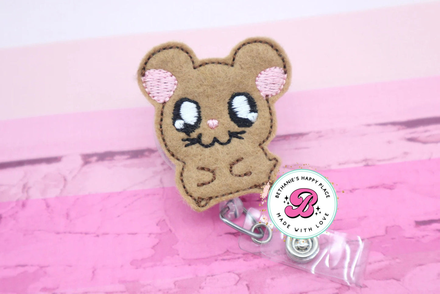 Hamster badge reel - hamster gifts - cute badge reel - animal badge clip - retractable badge reel - ID badge holder