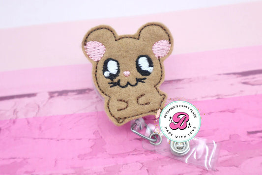 Hamster badge reel - hamster gifts - cute badge reel - animal badge clip - retractable badge reel - ID badge holder