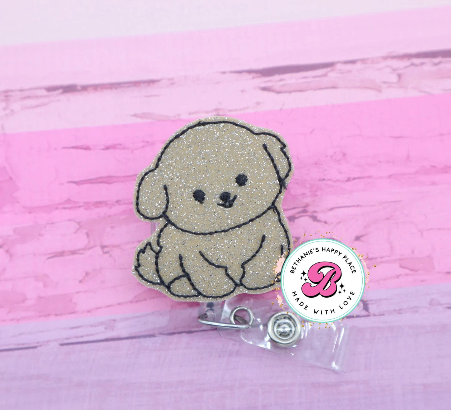 Cute puppy badge reel - puppy badge ID holder - puppy lanyard - vet tech badge reel - vet tech gifts - retractable dog badge reel