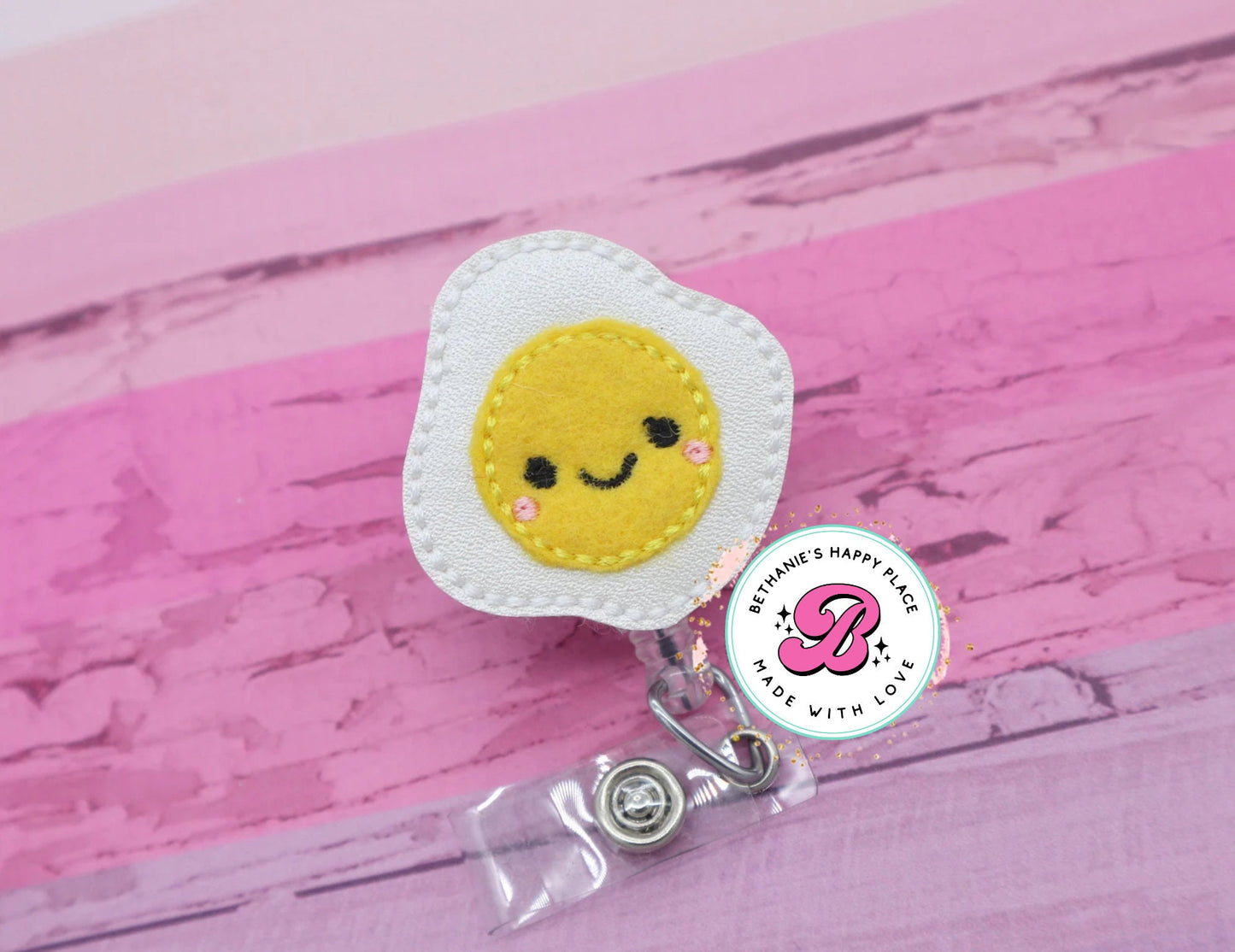 Egg badge reel - egg badge holder - cute badge reel - food badge reel - food badge clip - egg badge clip - sunny side up egg - lanyard