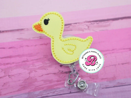 Duck badge reel - yellow duck - duck badge holder - cute badge reel - retractable ID badge holder - duck badge clip