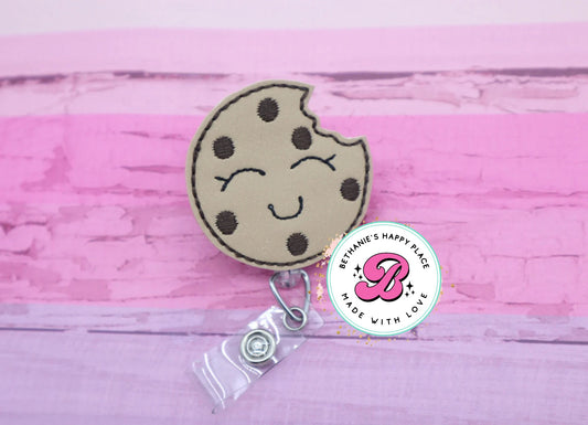 Cookie badge reel - chocolate chip cookie - cookie badge holder - food badge reel - cute badge reel - cookie ID badge clip - lanyard