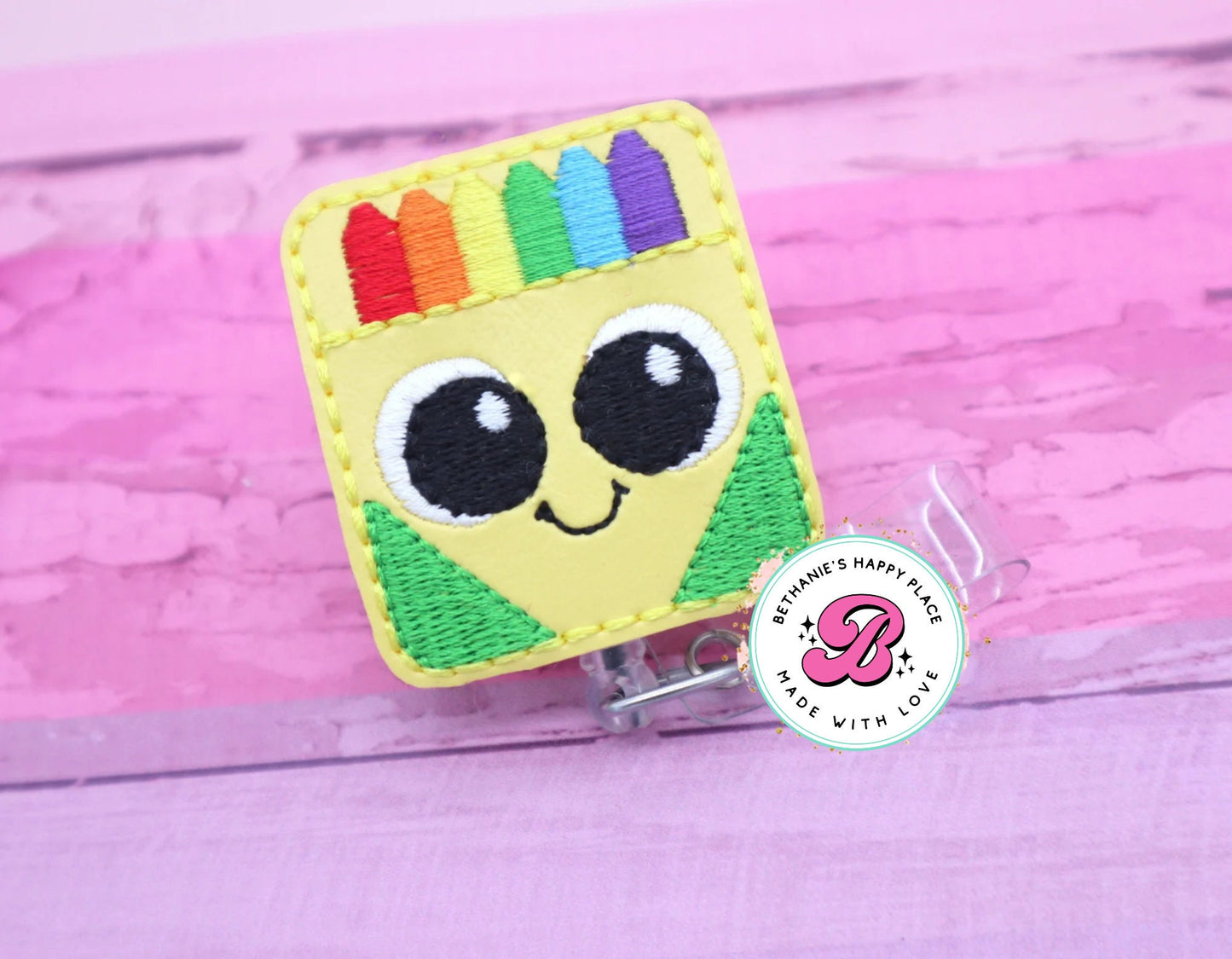 Crayon badge reel - crayon badge holder - crayon box - teacher badge reel - teacher lanyard - crayon lanyard - gift for teachers