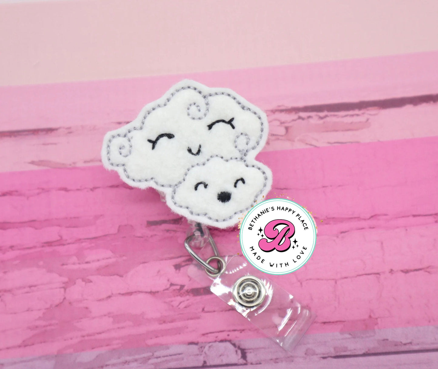 Cloud badge reel - cloud badge holder - cloud badge clip - cute badge reel - nurse badge reel - retractable ID badge holder - cloud gifts