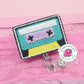 Cassette tape badge reel - 80's 90's badge reel - retro badge reel - cassette badge holder - cassette tape badge clip - nurse - teacher