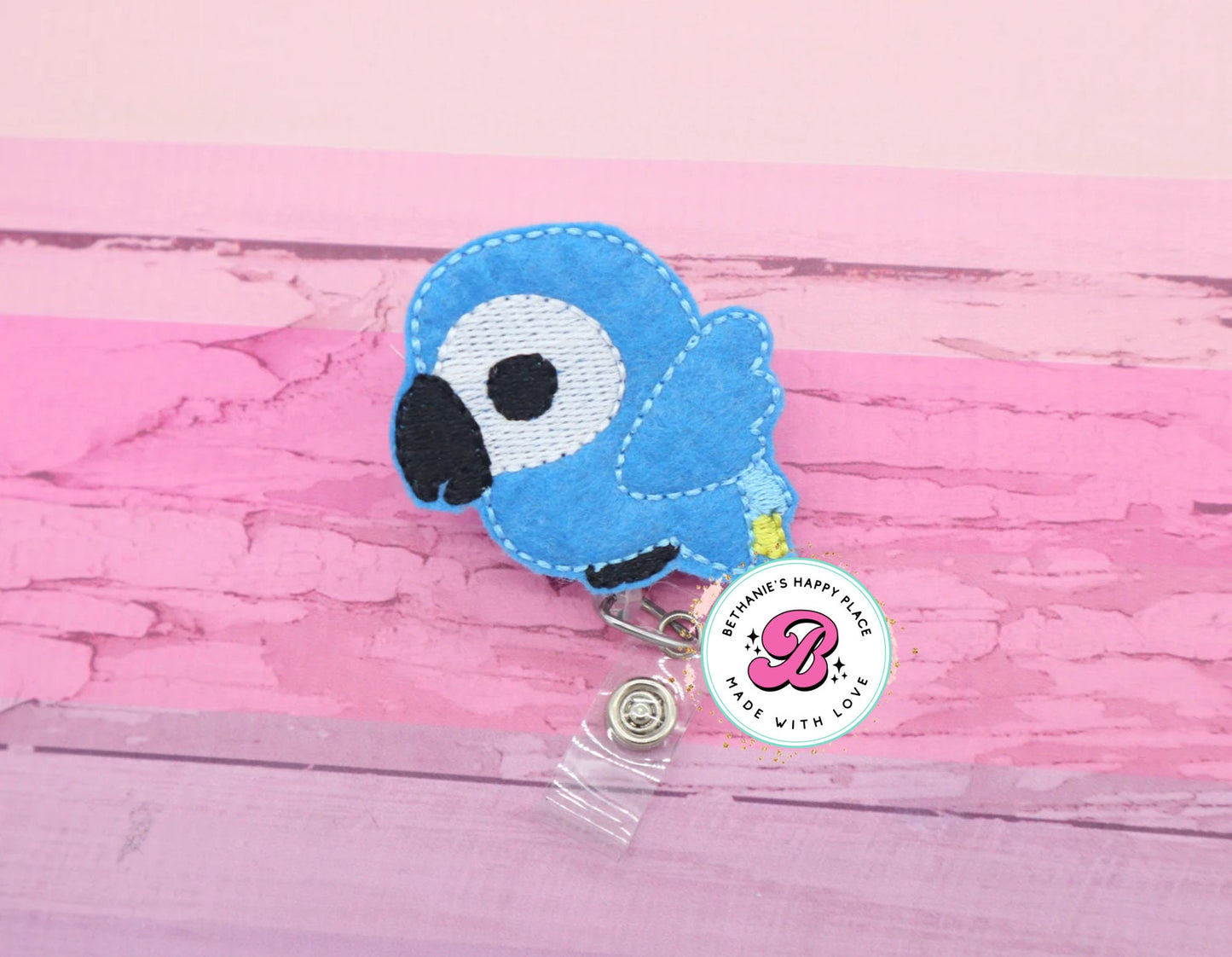 Blue parrot badge reel - parrot badge clip - parrot badge holder - bird badge reel - nurse badge holder - ID badge reel - retractable