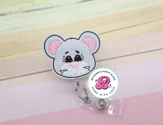 Mouse badge reel - cute mouse badge reel - cute badge reel - felt badge reel - gift for nurse - retractable ID badge holder - teacher gifts