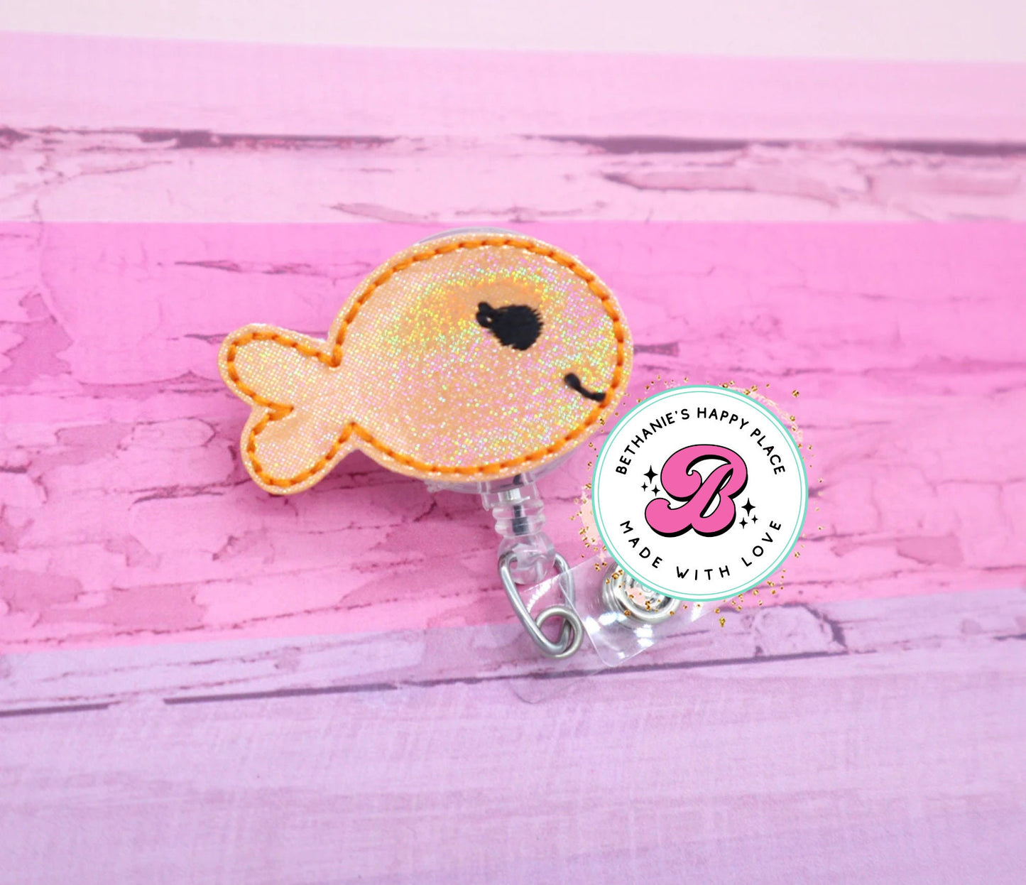 Fish badge reel - cute fish badge reel - fish cracker badge reel - retractable badge reel - cute badge reel - nurse - doctor badge reel