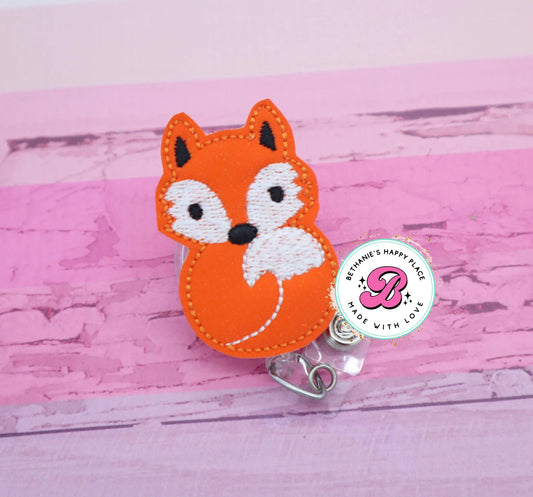 Fox badge reel - fox badge holder - fox badge topper - cute fox badge reel - felt badge reel - gift for nurse - teacher gift - office gift