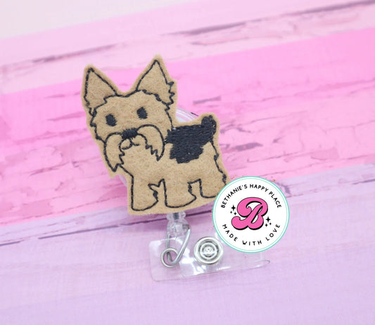 Yorkie badge reel - yorkie badge holder - retractable badge reel - cute badge reel - puppy badge reel - dog badge reel - badge pull