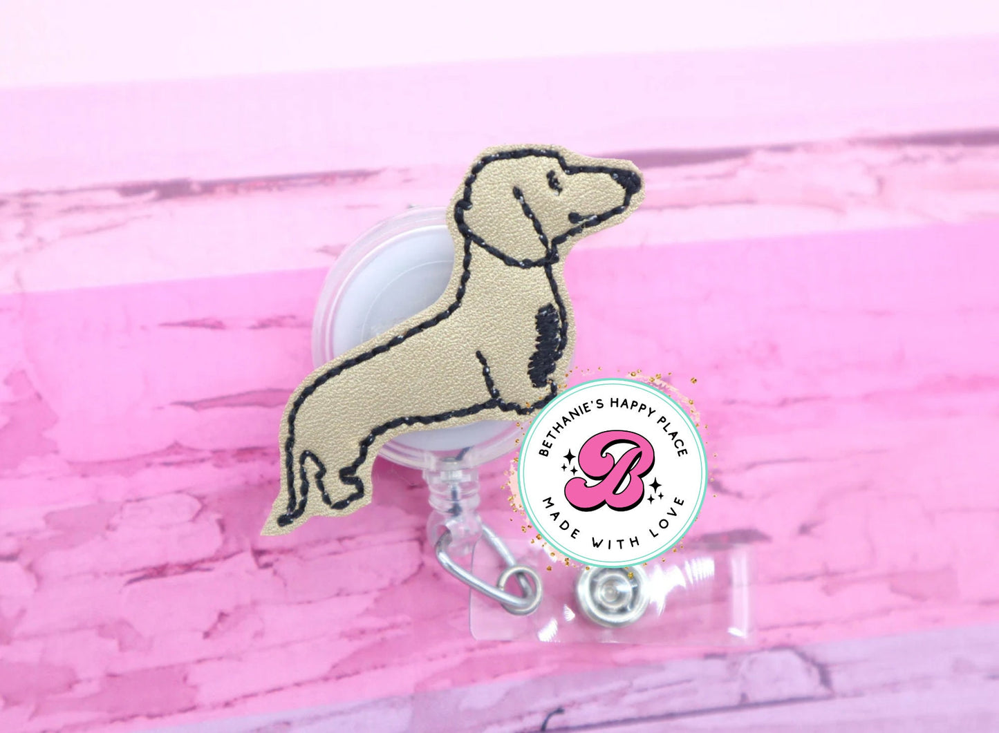 Dachshund badge reel - dachshund gift - dachshund badge holder - dog badge reel - dog badge pull - dog badge holder - retractable - dog gift