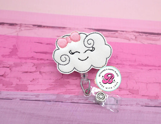 Cloud badge reel - cloud badge holder - cloud badge pull - retractable badge reel - cloud gifts - nurse badge reel - teacher badge reel