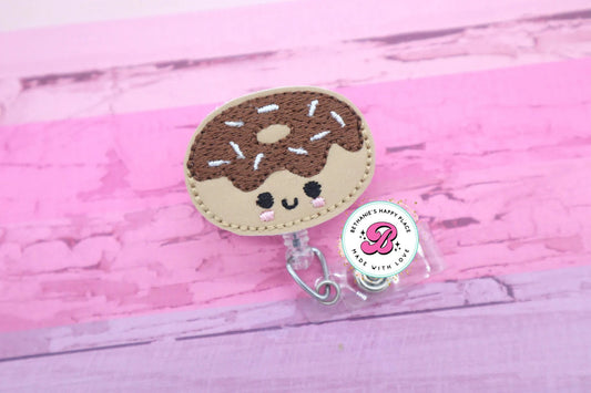 Donut badge reel - chocolate donut badge reel - donut badge holder - donut ID badge holder - gift for nurse - gift for teacher - retractable