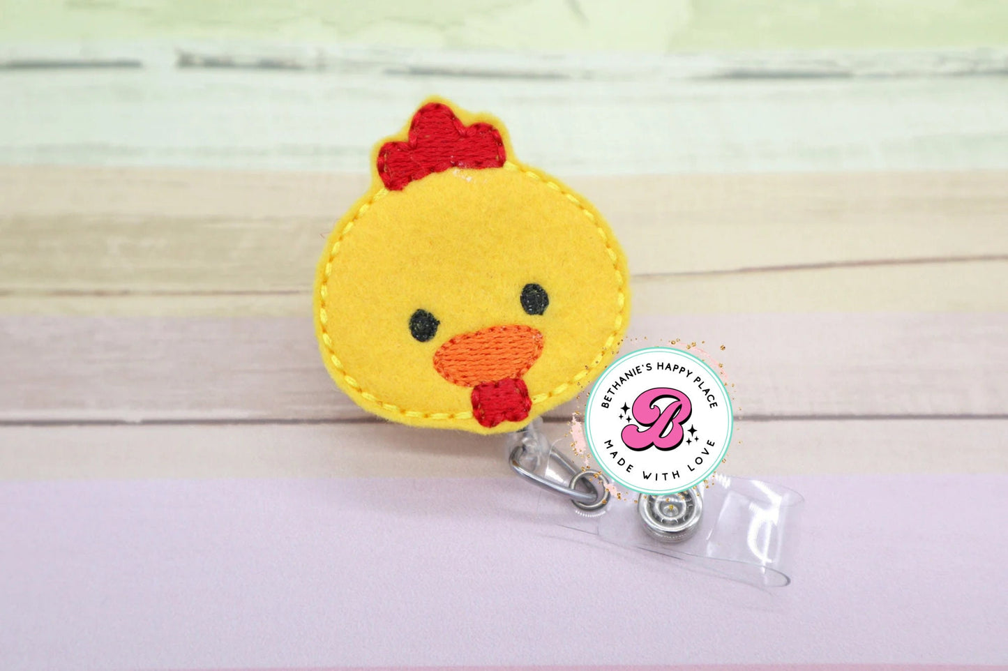 Chicken badge reel - chicken gifts - cute badge reel - chicken badge holder - yellow chicken - chick badge reel - ID badge holder - gifts