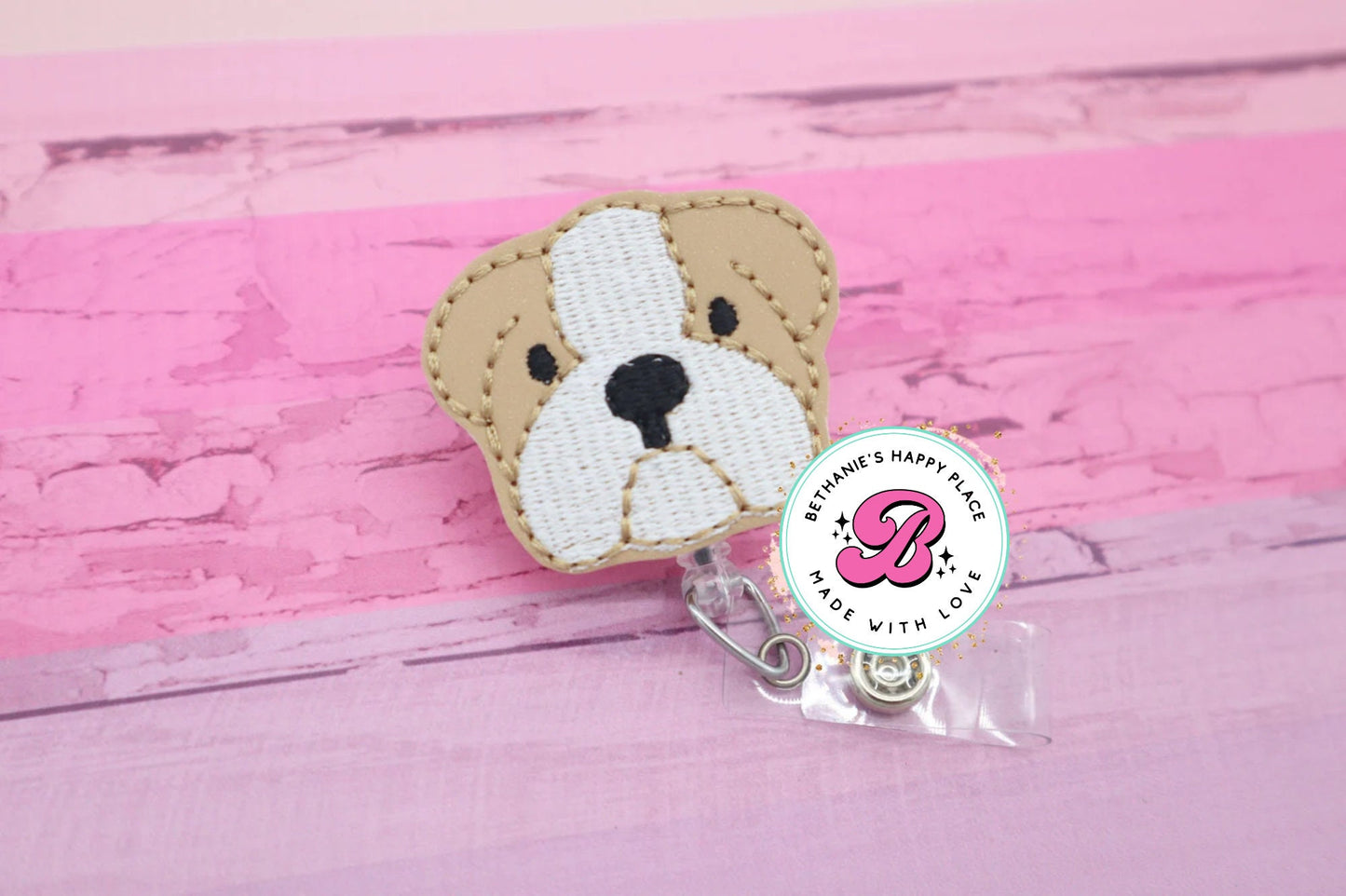 Bulldog badge reel - bulldog badge holder - bulldog gifts - veterinarian badge reel - gift for nurse - nurse badge reel - cute badge reel