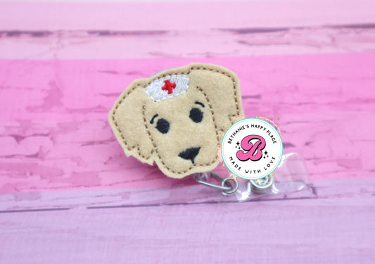 Puppy nurse badge reel, nurse puppy badge reel, dog nurse badge reel, gift for nurse, nurse ID badge holder, nurse badge reel, retractable