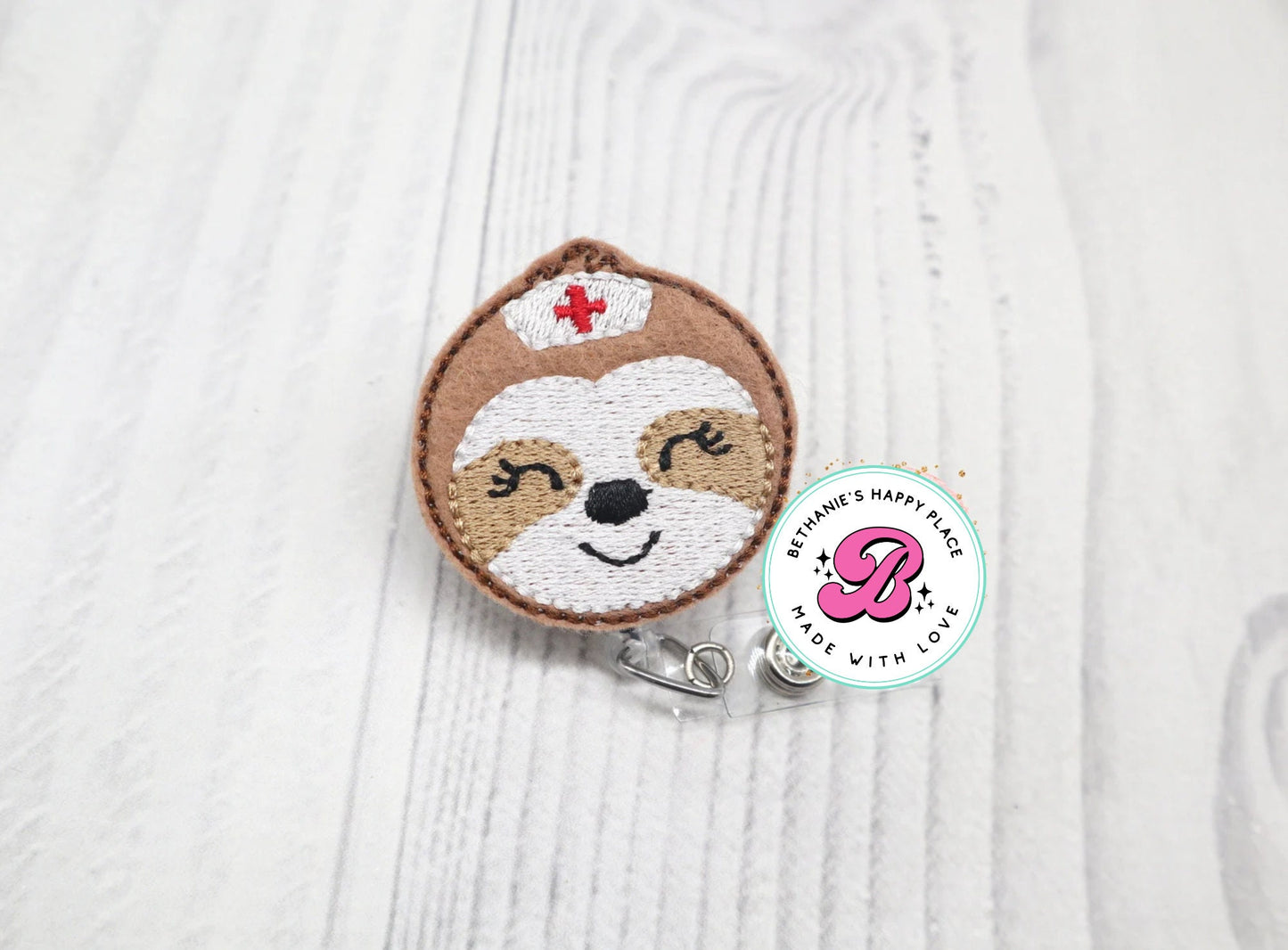 Sloth nurse badge reel, cute sloth gifts, sloth nurse gifts, badge reel, badge clip, nurse badge reel, nurse gift, nurse felt badge reel