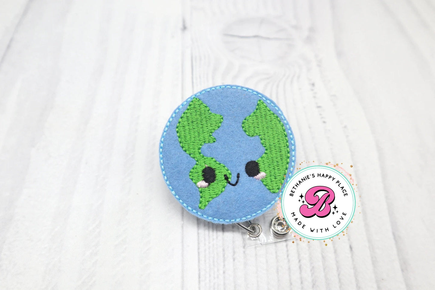 Earth badge reel, earth badge ID holder, earth gifts, planet badge reel, gift for science teacher, teacher badge reel, teacher gifts