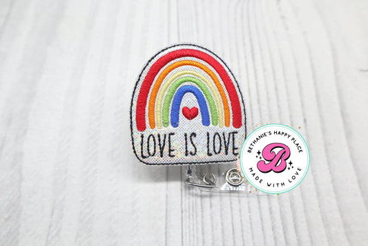 Rainbow badge reel, gay pride badge reel, love badge reel, love rainbow, retractable ID badge holder, gift for nurse, gift for teachers