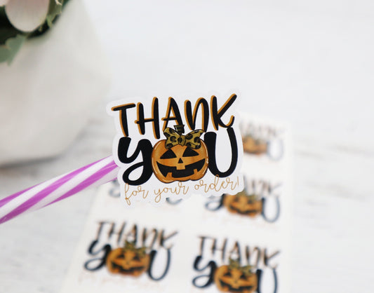 Halloween packaging stickers - packaging stickers for business - cute packaging stickers - thank you stickers - pumpkin thank you sticker