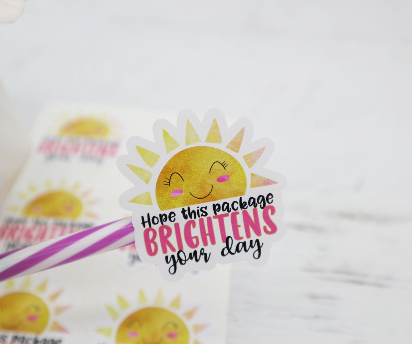 Hope this package brightens your day - sun thank you stickers - packaging stickers - thank you stickers for small business