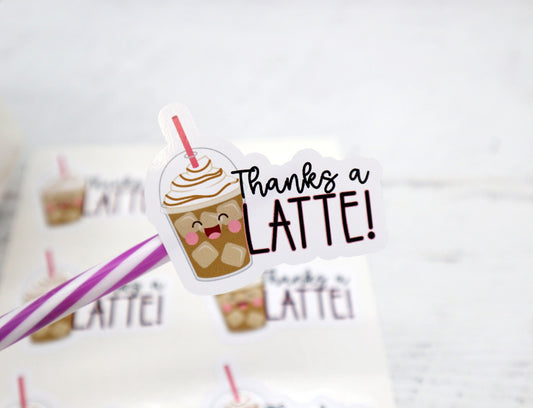 Thanks a latte stickers - thank you small business packaging stickers - cute packaging stickers - coffee stickers - business thank you