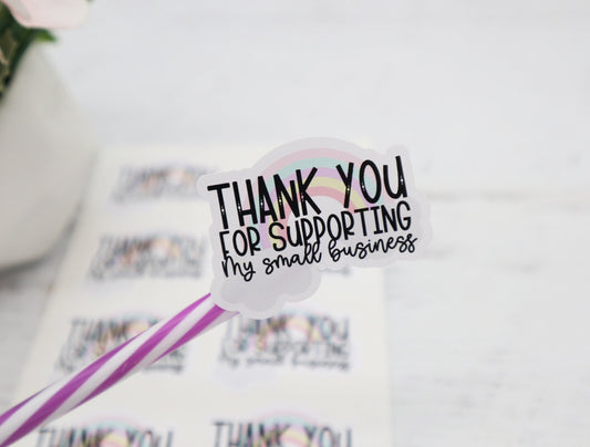 Thank you for supporting my small business stickers - rainbow thank you stickers - rainbow packaging stickers - cute packaging stickers