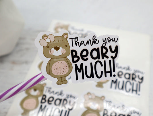 Thank you beary much stickers - thank you small business stickers - packaging stickers - cute packaging stickers - bear packaging stickers