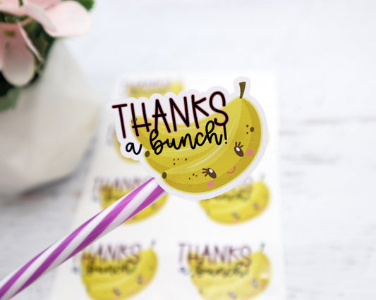 Thanks a bunch banana packaging stickers - cute packaging stickers - small business stickers - thank you stickers for packages