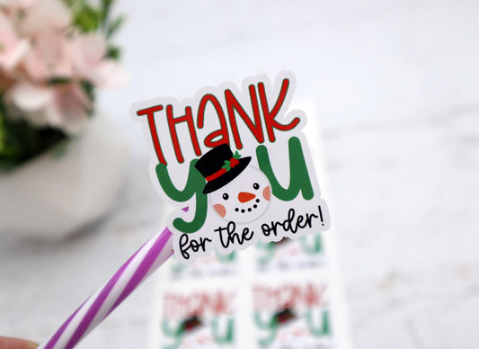 Thank you snowman stickers - Christmas thank you packaging stickers - Christmas package stickers - small business holiday stickers