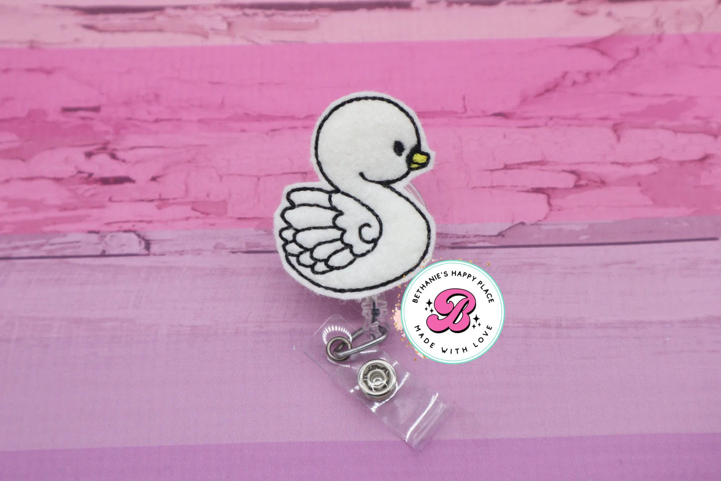 Swan badge reel - swan badge holder - swan badge clip - badge reel for nurse - retractable ID holder - teacher badge holder