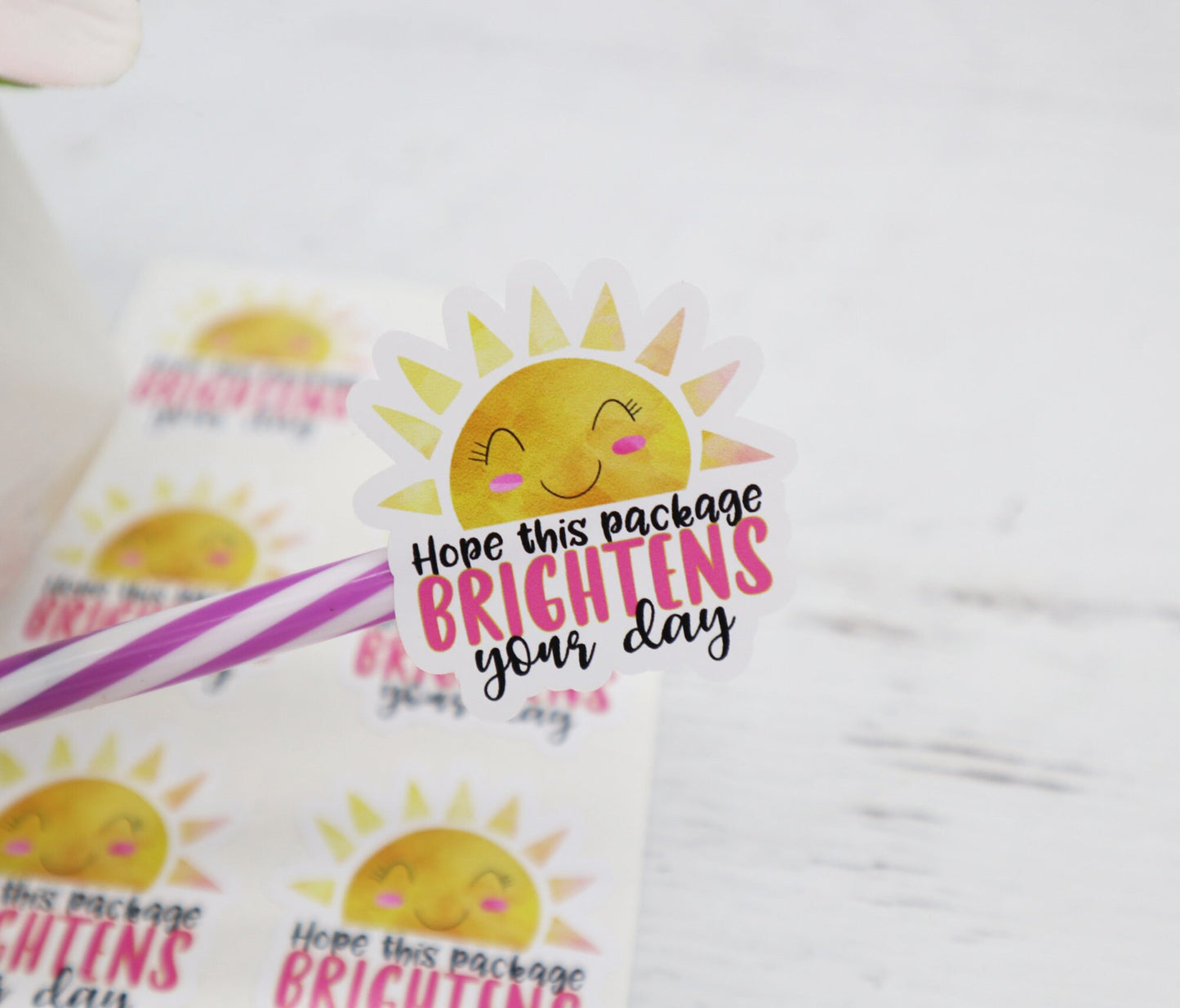 Hope this package brightens your day - sun thank you stickers - packaging stickers - thank you stickers for small business