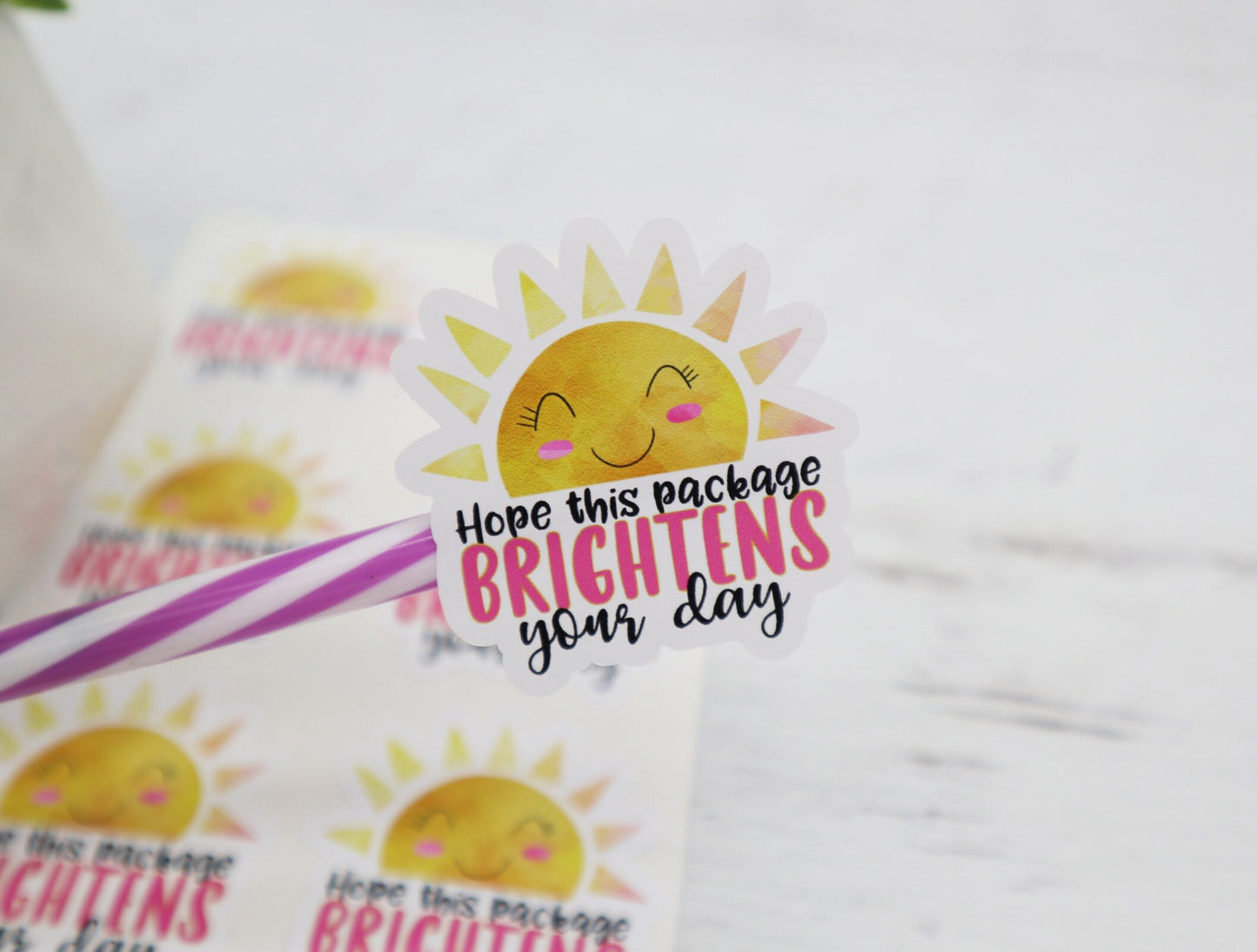 Hope this package brightens your day - sun thank you stickers - packaging stickers - thank you stickers for small business