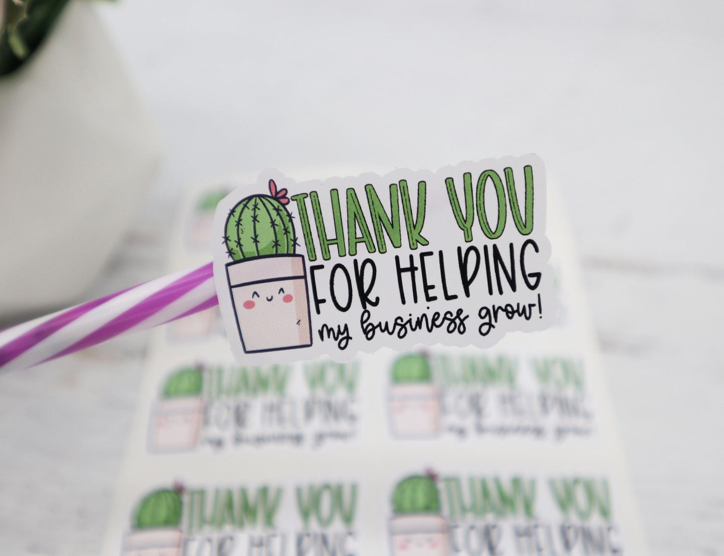 Thank you for helping my business grow packaging stickers - small business packaging stickers - thank you stickers - cactus thank you