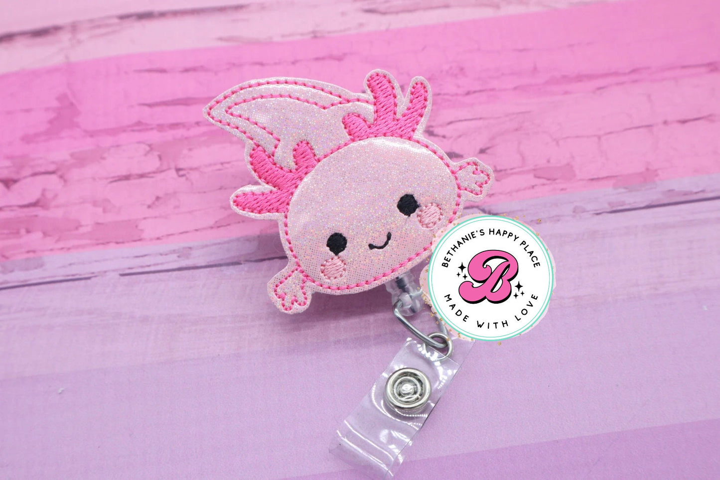 Axolotl badge reel - axolotl badge holder - cute badge reel - axolotl badge clip - retractable ID badge holder - fish badge reel