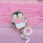 Penguin badge reel, penguin badge holder, penguin lanyard, cute badge reel, glitter badge reel, Christmas winter badge reel, penguin gifts