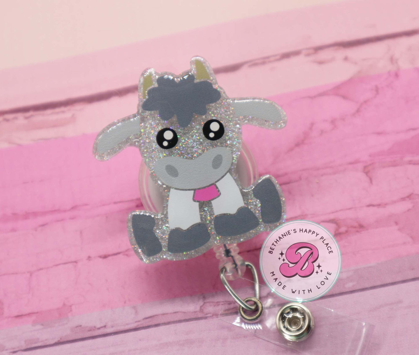 Goat badge reel, goat badge holder, cute goat badge reel, goat gifts, badge reel nurse, teacher badge reel, glitter badge reel