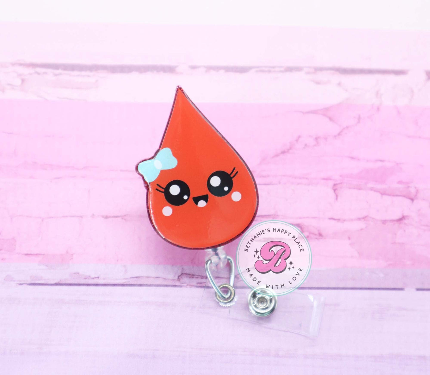 Blood drop badge reel, badge reel for phlebotomist, phlebotomist gifts, blood droplet badge clip, nurse badge reel, blood badge holder