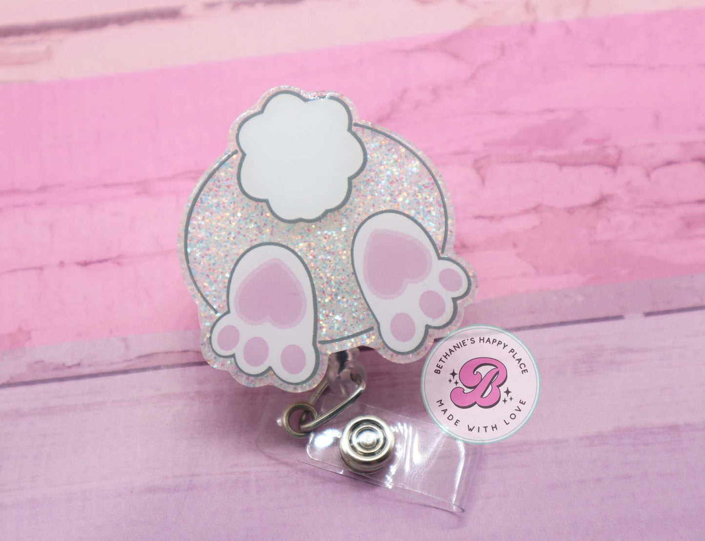 Bunny butt badge reel, bunny tail badge reel, Easter bunny badge reel, bunny tail badge clip, bunny badge holder, Easter badge reel nurse